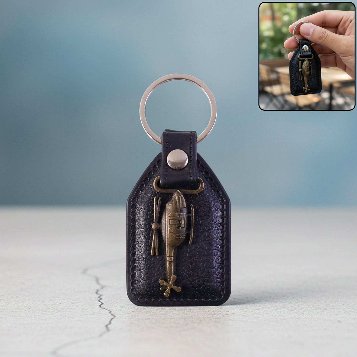 Premium Leather Finish Metal Sword Emblem Keychain (1 Pc)