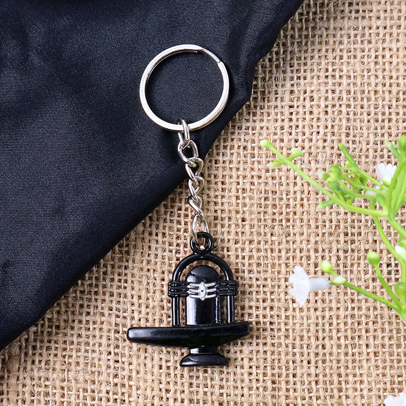 Shivling Black Metal Keychain – Divine Mahadev Symbol Keyring