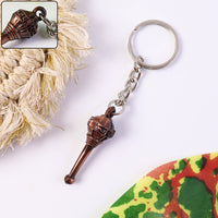 Stylish Mini Gada Shape Metal Keychain – Divine Inspired Key Ring Accessory