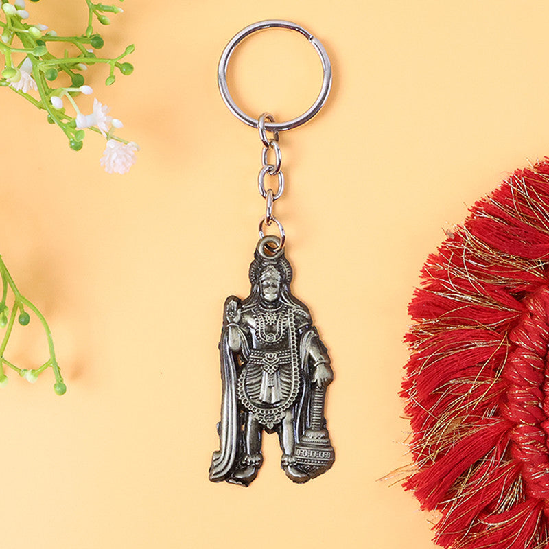 Metal Hanuman keychain designed for car and bike keys with spiritual motif