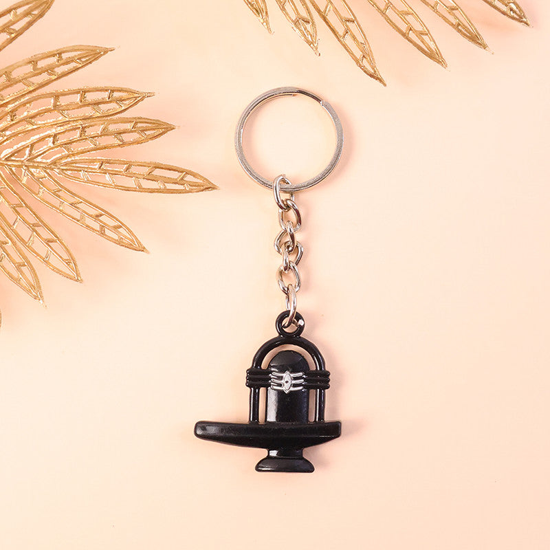 Shivling Black Metal Keychain – Divine Mahadev Symbol Keyring