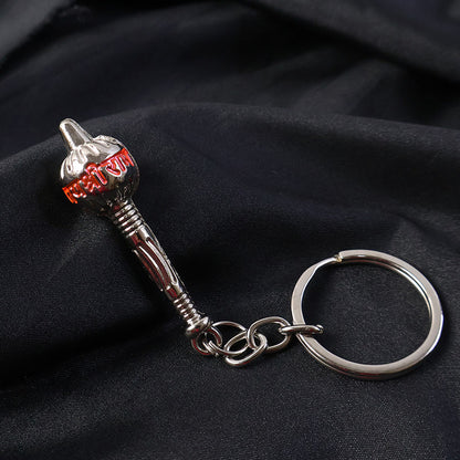 Stylish Jai Shree Ram Gada Shape Metal Keychain – Divine Silver Finish Key Ring