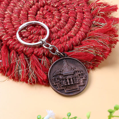 Jai Shri Ram Mandir Design Round Keychain (metal keychain)