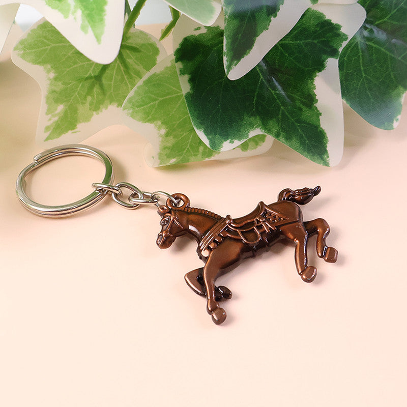 Running Horse Brown Metal Keychain – Strong & Stylish Animal Design