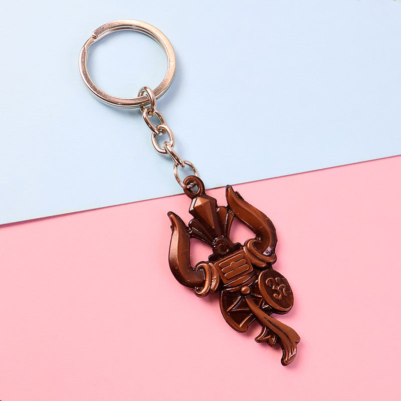 Trishul Damru Om Designer Keychain – Spiritual Antique Look Key Ring for Daily Use