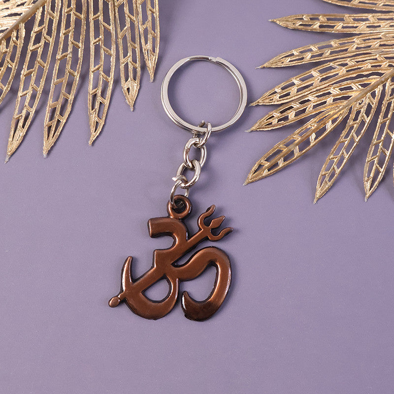 Stylish Om Trishul Metal Keychain – Spiritual Symbol Key Ring for Men & Women