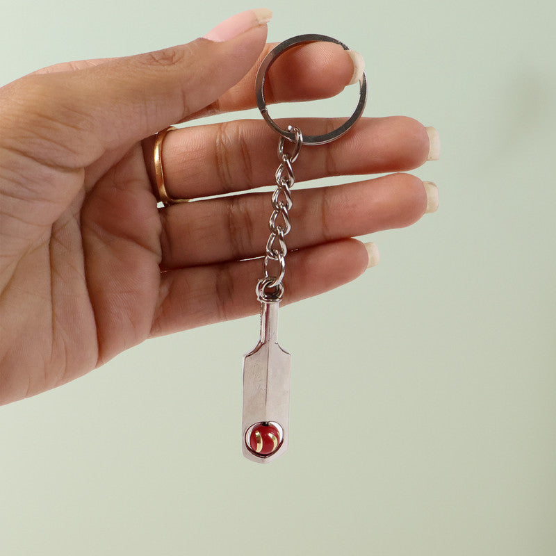 Cricket Bat with Ball Keychain (metal keychain)