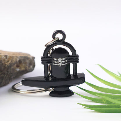 Shivling Black Metal Keychain – Divine Mahadev Symbol Keyring
