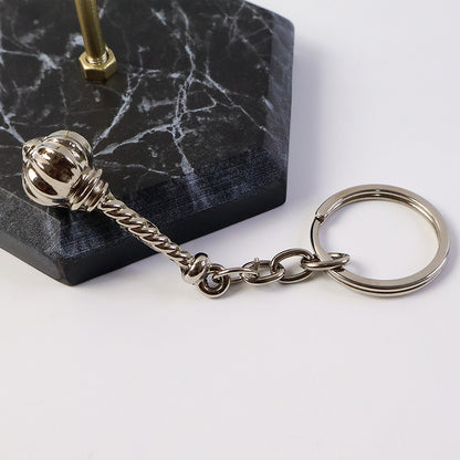 Hanuman Gada Metallic Keychain – Silver Finish Devotional Keyring