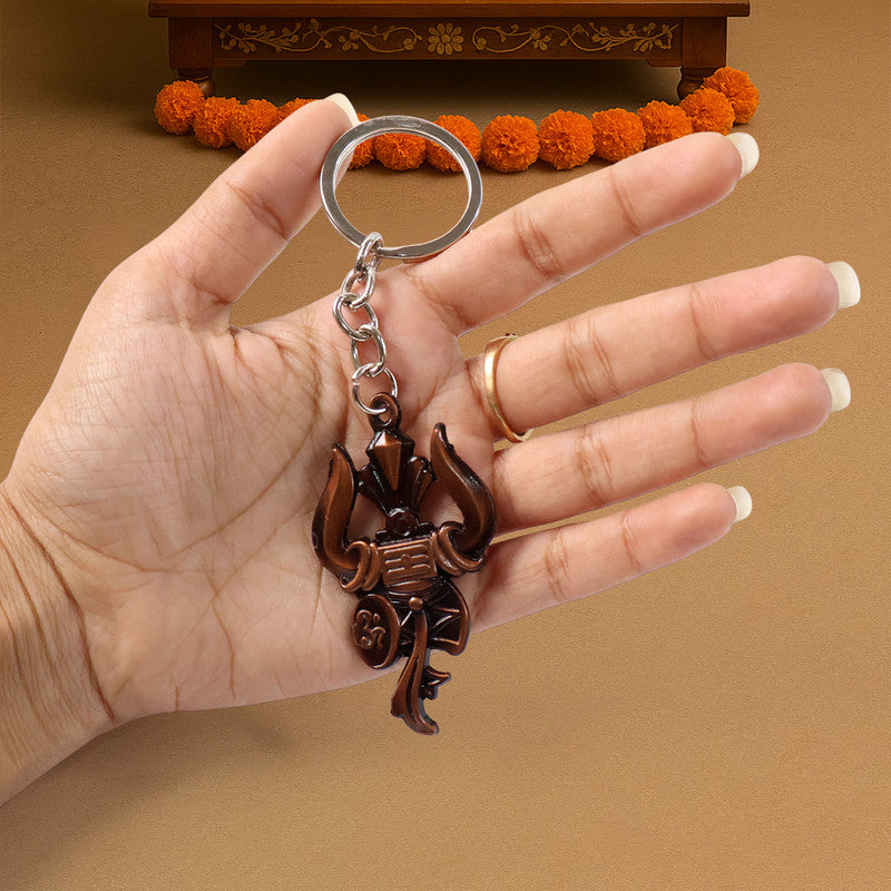 Trishul Damru Om Designer Keychain – Spiritual Antique Look Key Ring for Daily Use