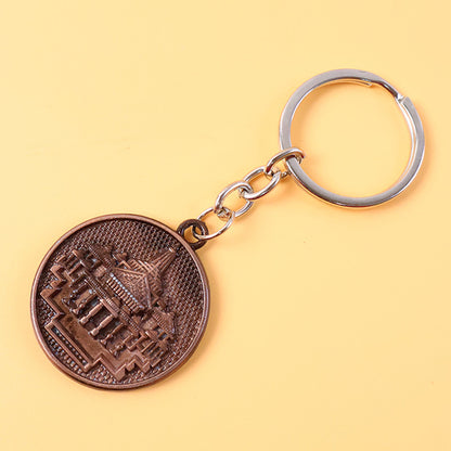 Jai Shri Ram Mandir Design Round Keychain (metal keychain)