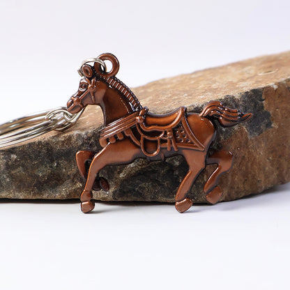 Running Horse Brown Metal Keychain – Strong & Stylish Animal Design