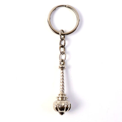 Hanuman Gada Metallic Keychain – Silver Finish Devotional Keyring