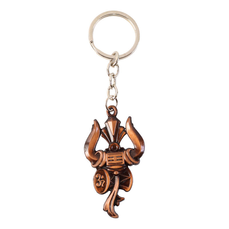Trishul Damru Om Designer Keychain – Spiritual Antique Look Key Ring for Daily Use
