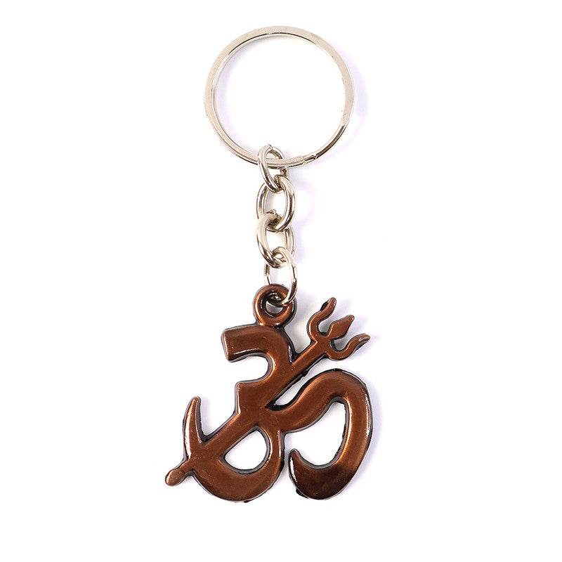 Stylish Om Trishul Metal Keychain – Spiritual Symbol Key Ring for Men & Women