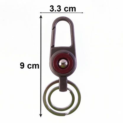 Metal key holder with secure locking clip and organized dual rings