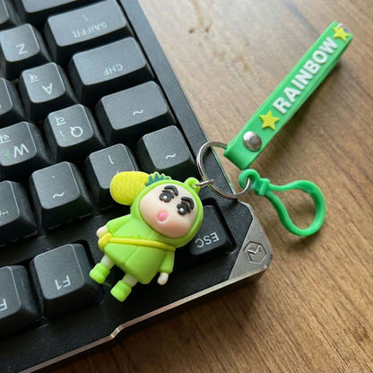 cute character keychain with strap and charm