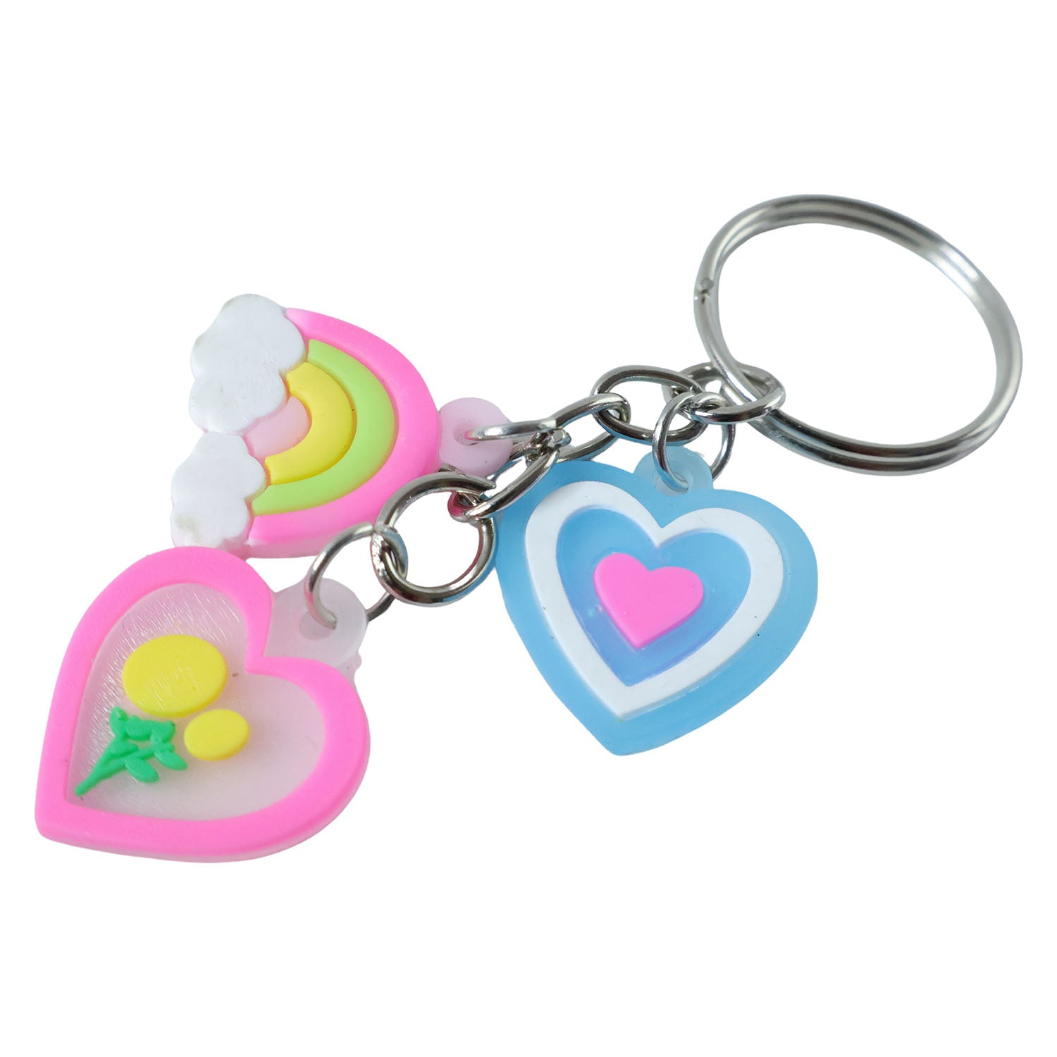Cute Heart & Rainbow Charm Keychain (1 Pc)