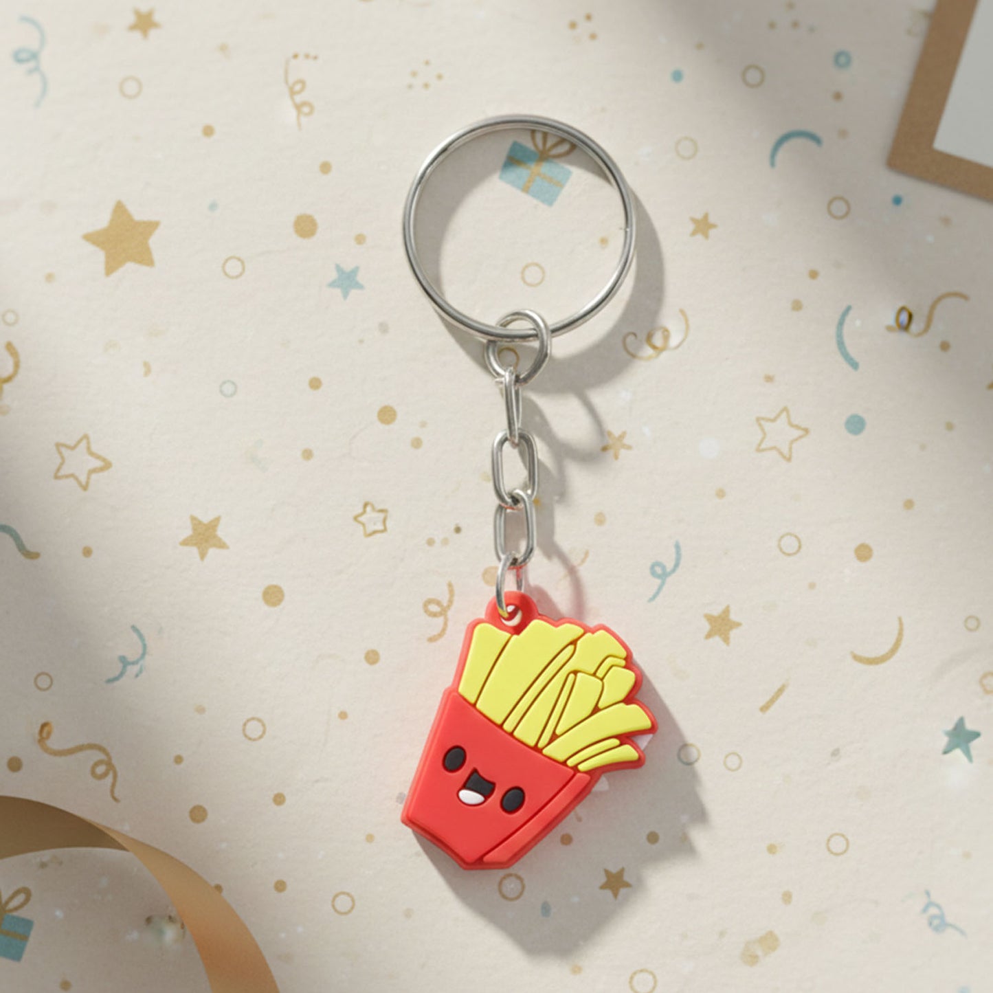 Cute Smiley French Fries Shape Cartoon Keychain (1 Pc)