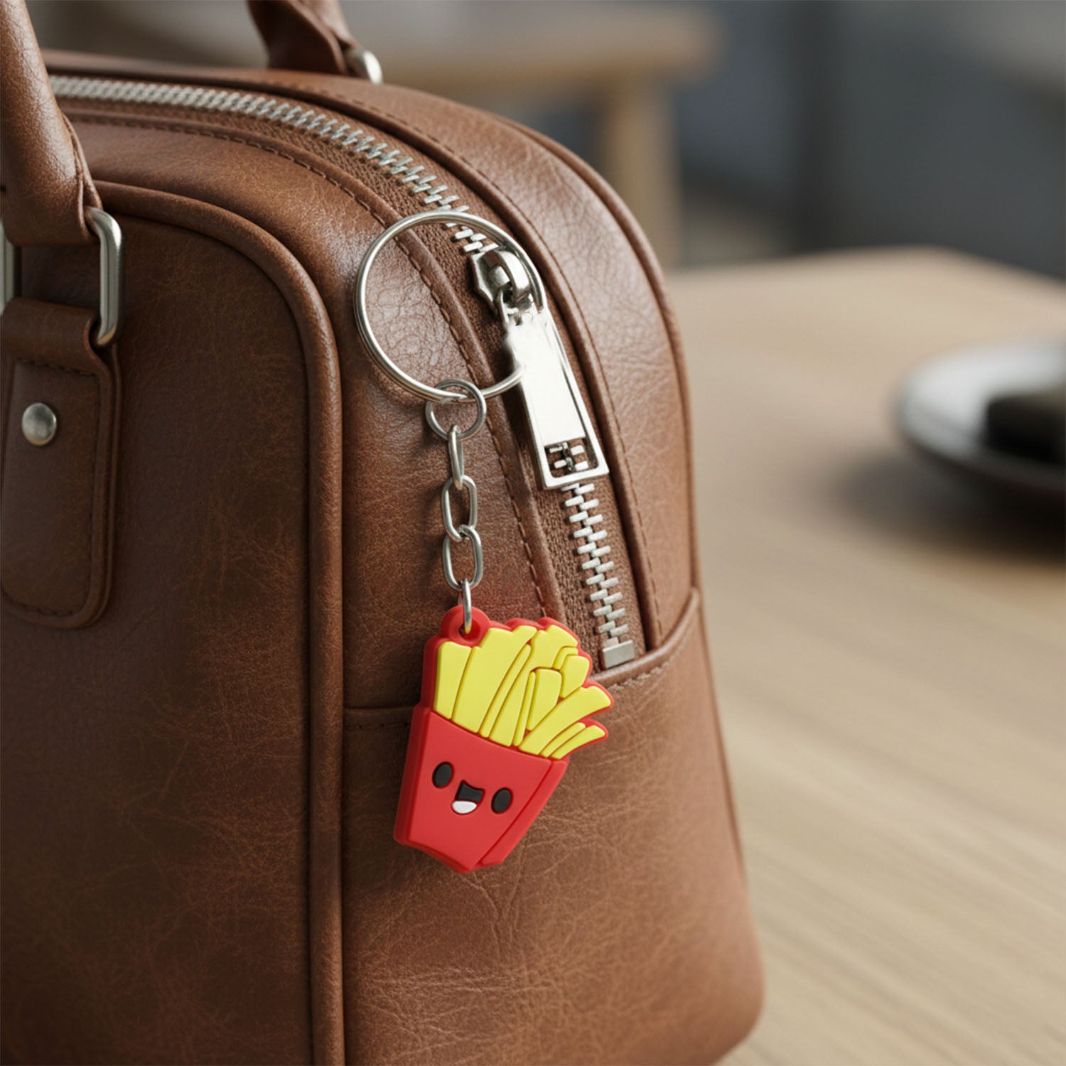 Cute Smiley French Fries Shape Cartoon Keychain (1 Pc)