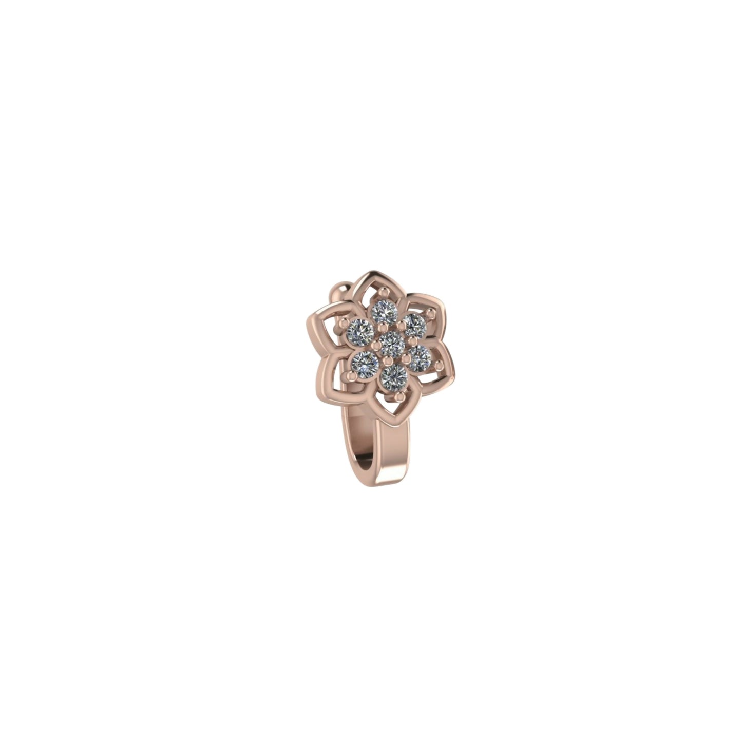 Gold Tone Flower Design Fake Nose Stud/Nath