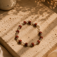 Silver-Plated Panchmukhi Rudraksha Bead Bracelet for Men & Women