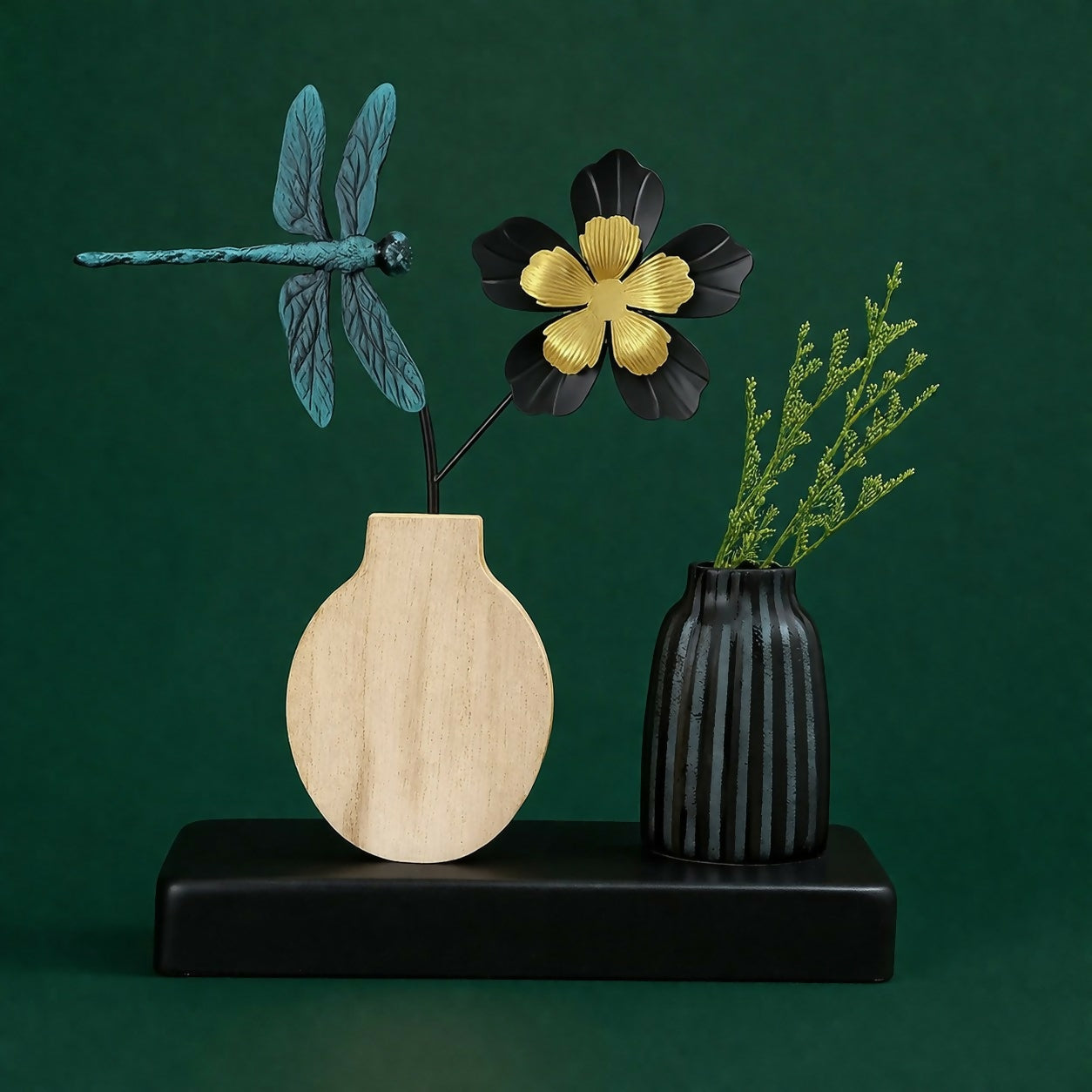 Modern Decorative Table Showpiece with Flower & Dragonfly Design