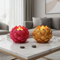 Big Kamal Lotus Decorative Diya Multi-Purpose Tealight Candle Holder, Dhoop Cone Stand, Pooja Diya & Mini Planter (Rose Gold, Metallic Pink)