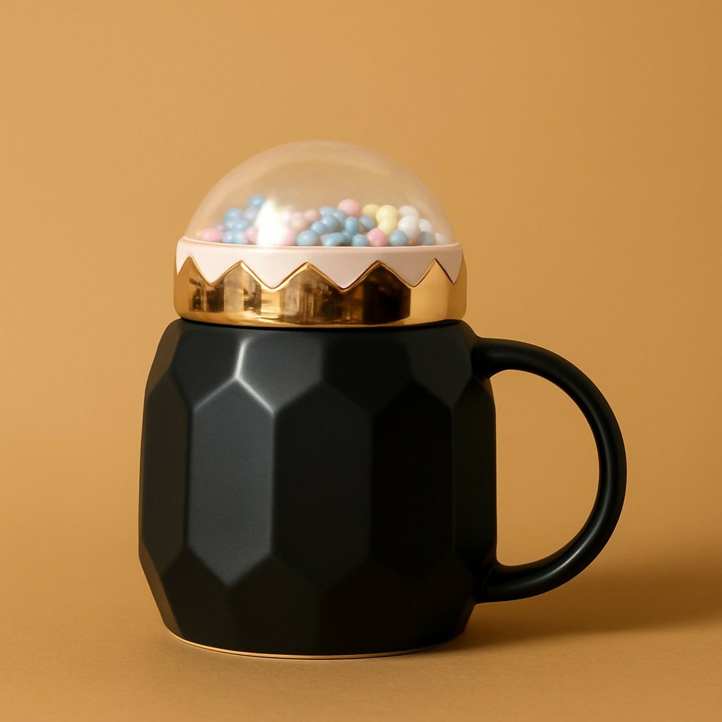 Premium MR Snow-Globe Ceramic Mug with Golden Crown Lid | Gift for Him | 400 ml