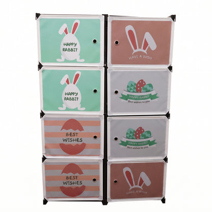 8 Compartment Modular Plastic Kids Storage Cabinet Wardrobe (1 Set)