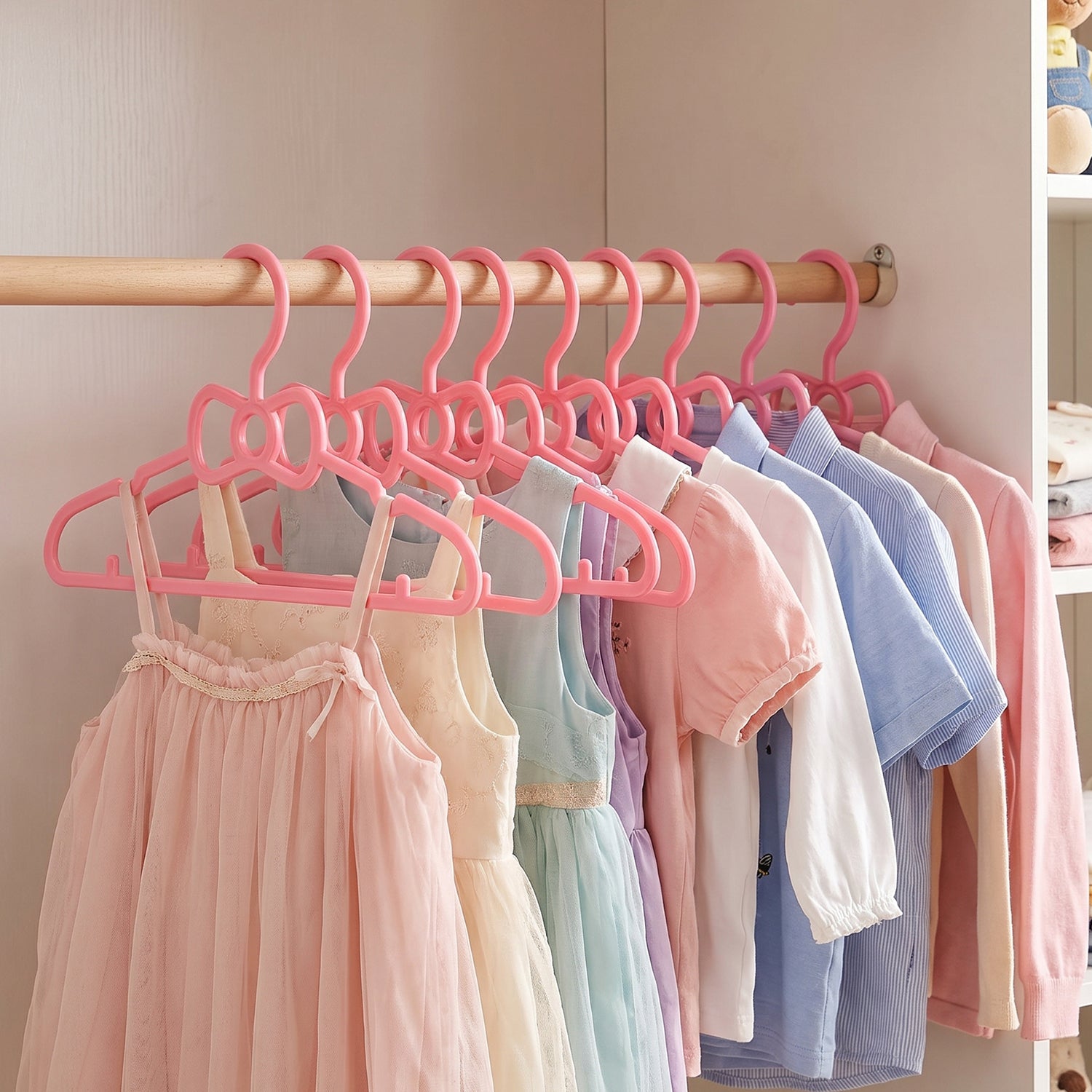 Kids Plastic Clothes Hangers Set, Cute Baby Wardrobe Hangers (10 Pcs Set)
