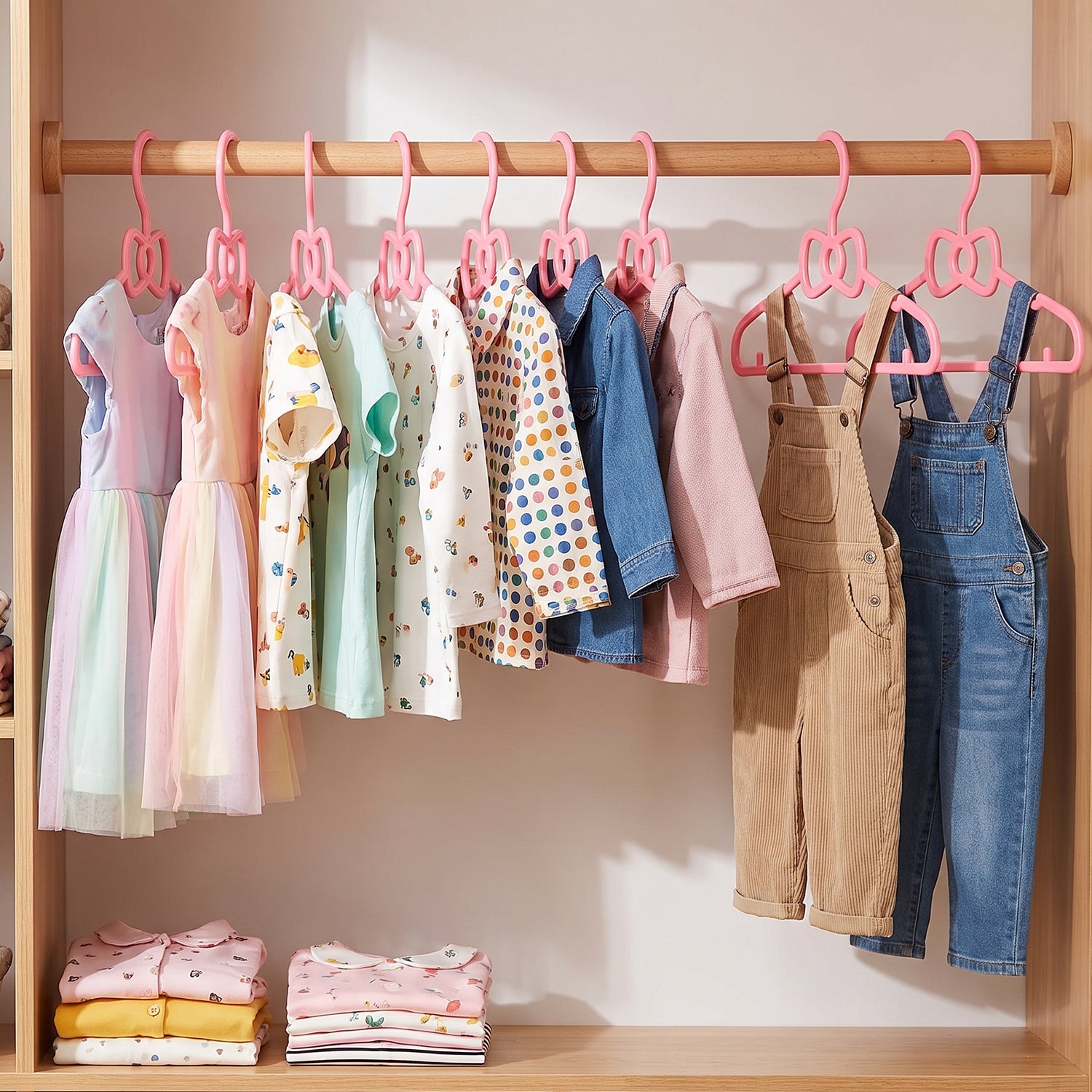 Kids Plastic Clothes Hangers Set, Cute Baby Wardrobe Hangers (10 Pcs Set)