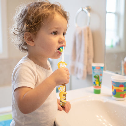 Kids Cartoon Toothbrush with Toy, Soft Bristle Children Brush (2 Pcs)