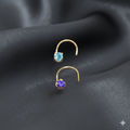 Gold Plated Crystal Nose Pin Set – Elegant Lavender & Clear Combo