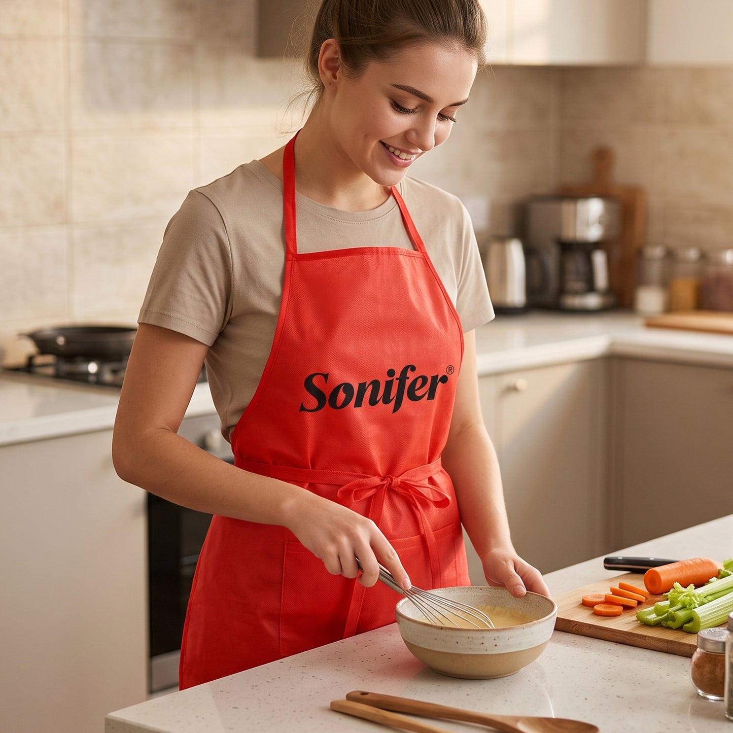 Reusable Cooking Apron with Front Pocket and Adjustable Neck Strap (1 Pc)
