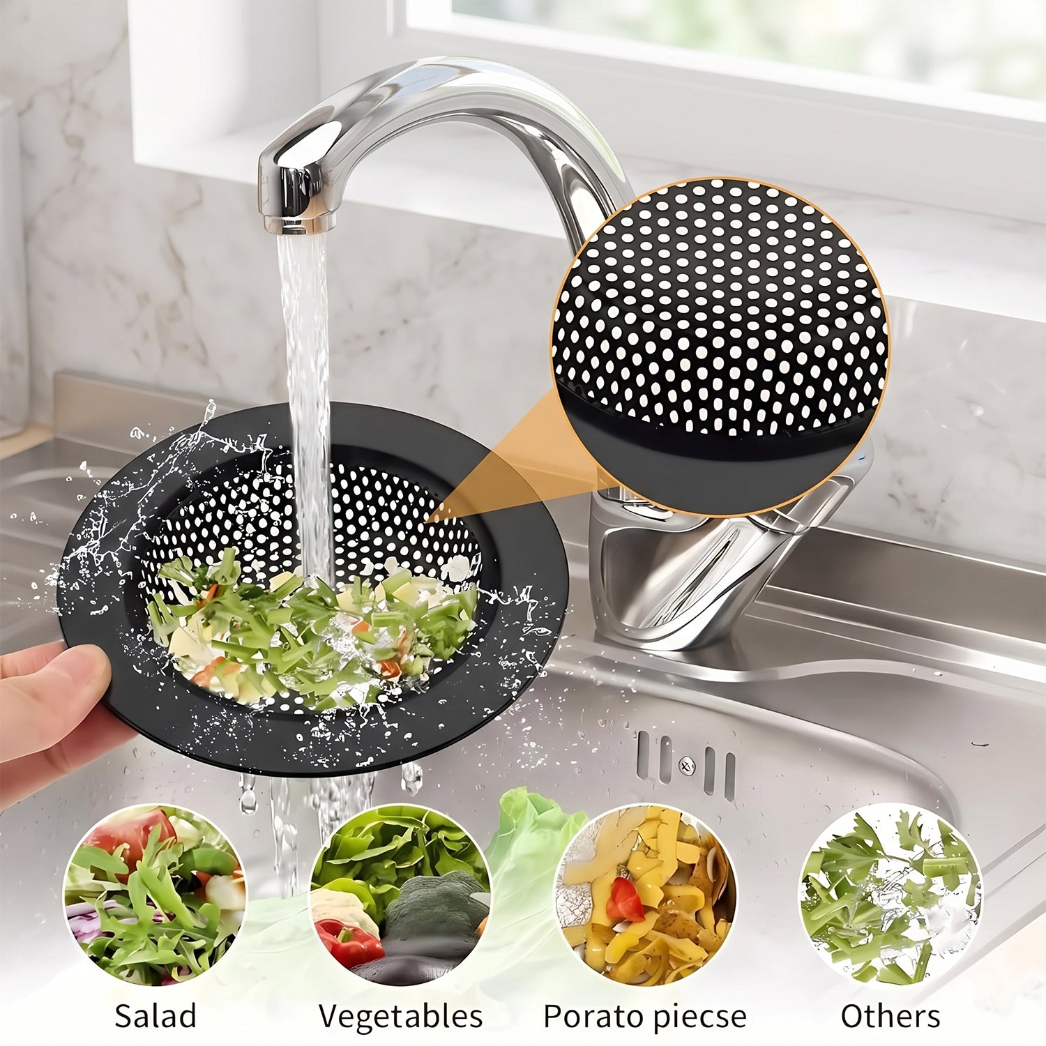 Metal Sink Drain Mesh Strainer Filter Basket Food Catcher for Kitchen (1 Pc)