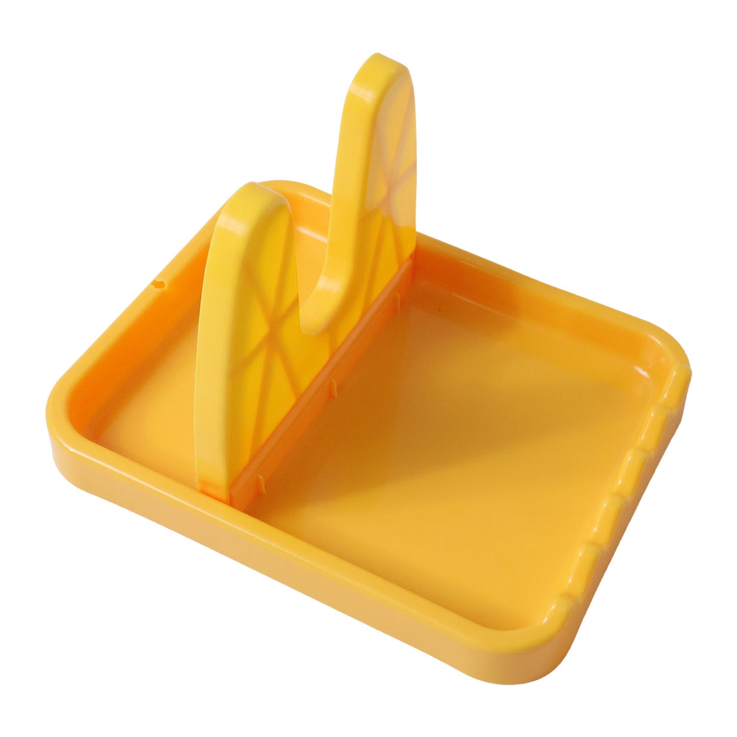 Utensil and lid organizer stand in kitchen setting