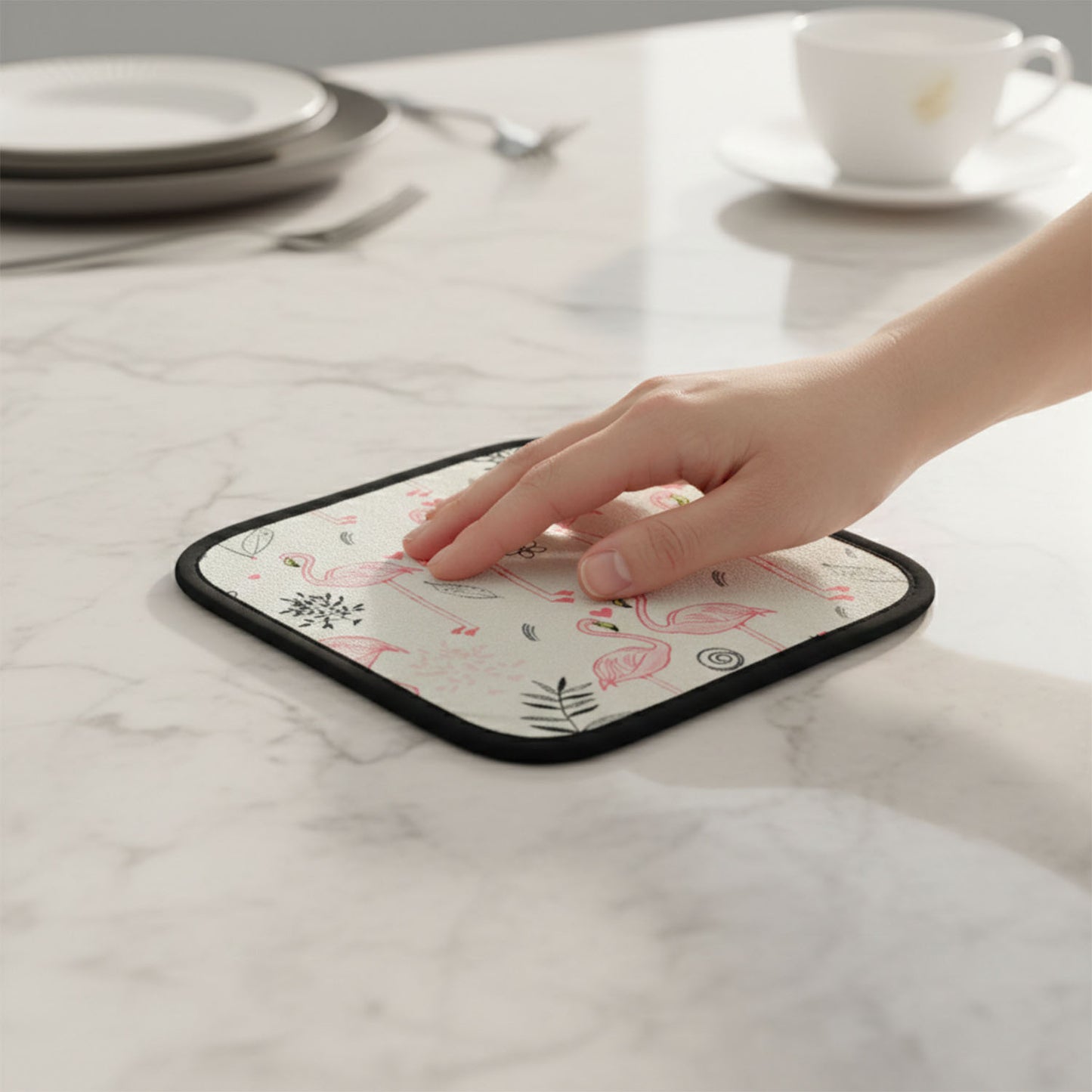 Printed square kitchen pot holder mat