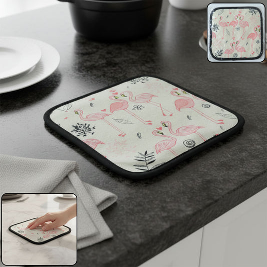 Printed heat resistant kitchen pot holder mat