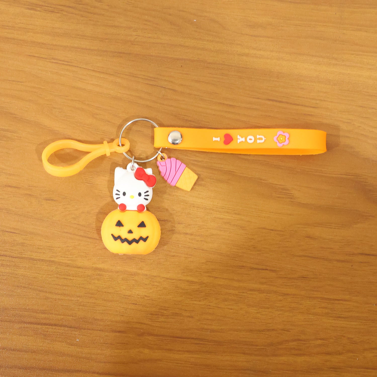 Cute Cartoon Kitty Pumpkin Keychain (1 Pc)