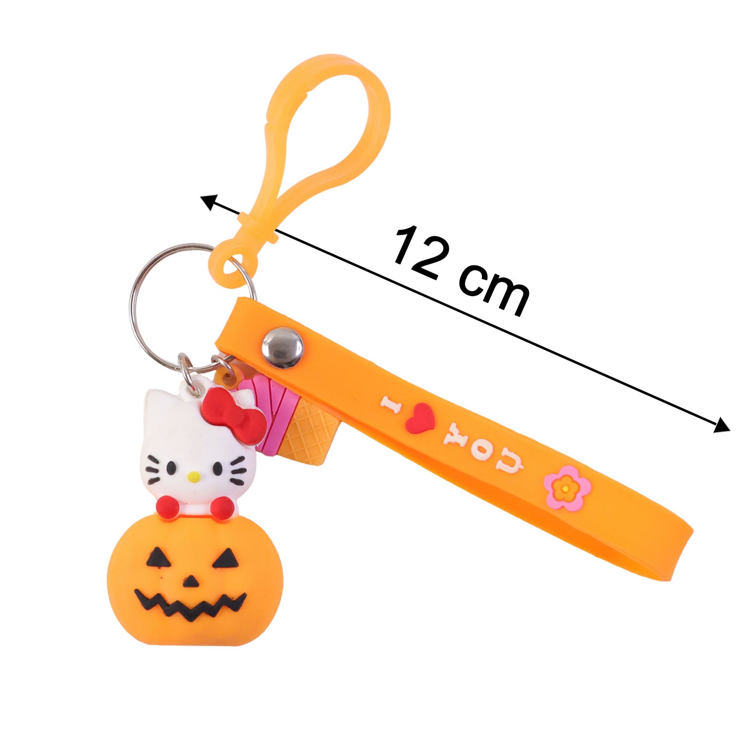 Cute Cartoon Kitty Pumpkin Keychain (1 Pc)