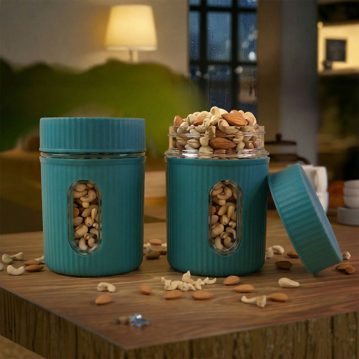 NG kitchen jar showing textured vertical stripes design