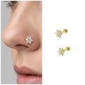 Gold Plated Flower Nosepin Stud – Flat Back Comfort Combo Pack