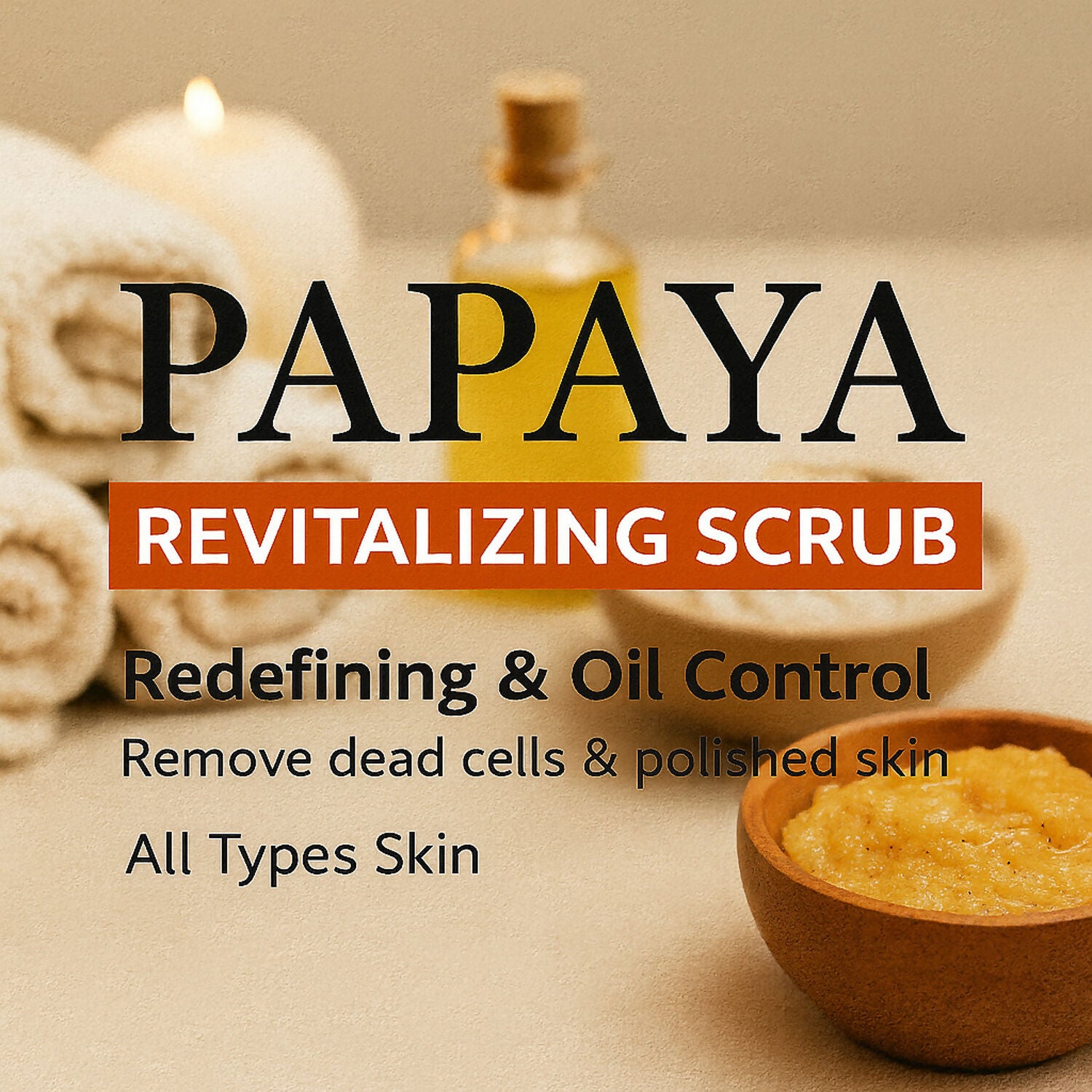 Eyelet Papaya Revitalizing Scrub – Exfoliating Face & Body Scrub for Oil Control, Dead Skin Cell Removal & Smooth Polished Skin (100ml)