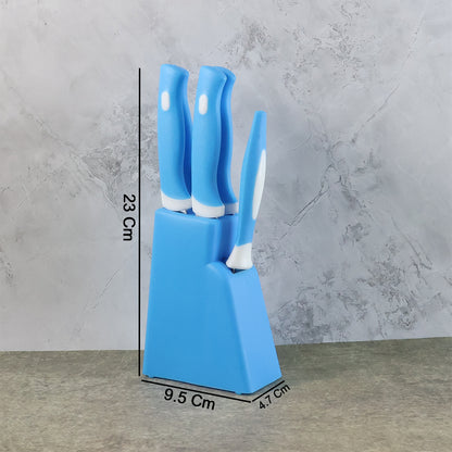 Stainless Steel Knife & Peeler Set with Stand - 6 Pcs