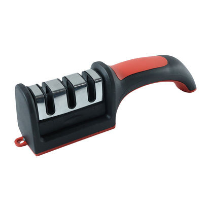 Manual Red & Black Knife Sharpener – 3-Stage Tool for Ceramic & Steel Knives