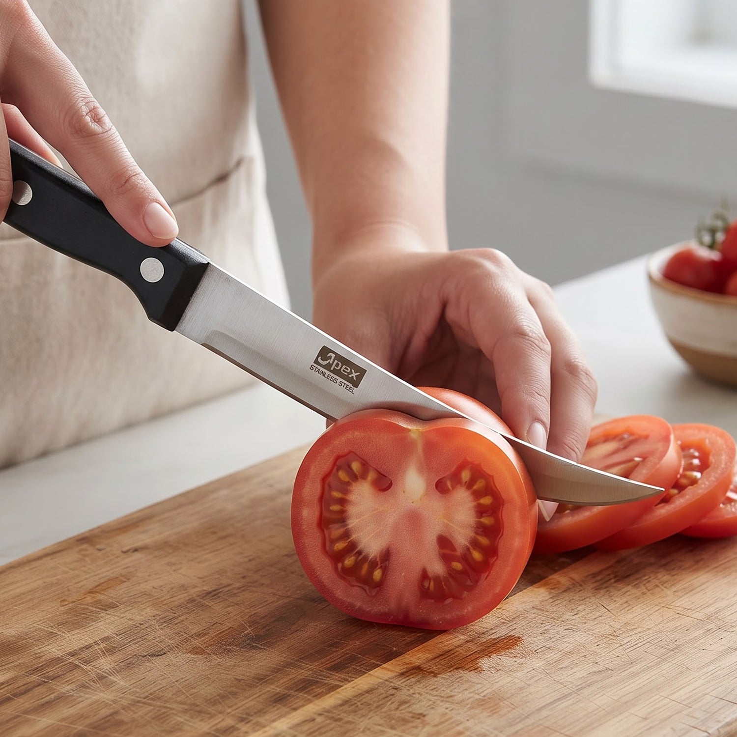 Apex Stainless Steel Steak Knife with Riveted Handle Curved Blade (1 Pc)
