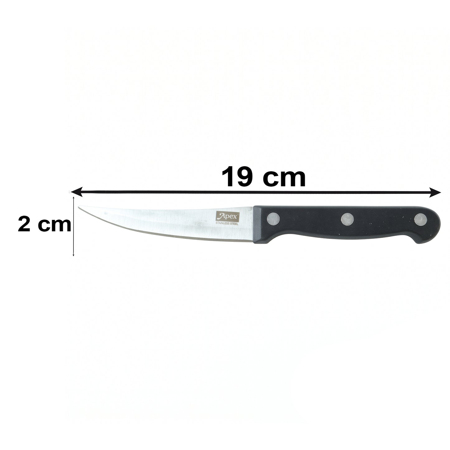 Apex Stainless Steel Steak Knife with Riveted Handle Curved Blade (1 Pc)