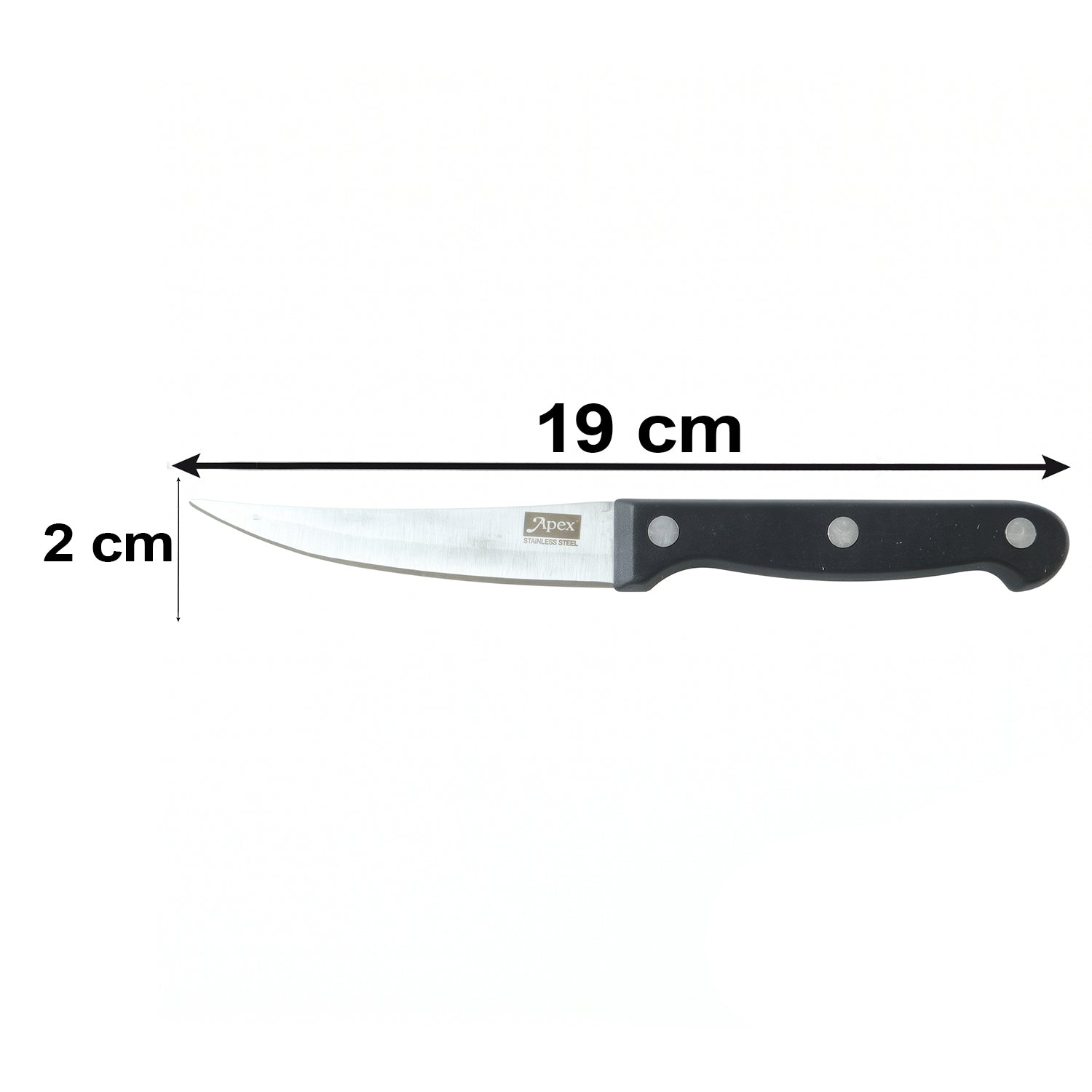 Apex Stainless Steel Steak Knife with Riveted Handle Curved Blade (1 Pc)