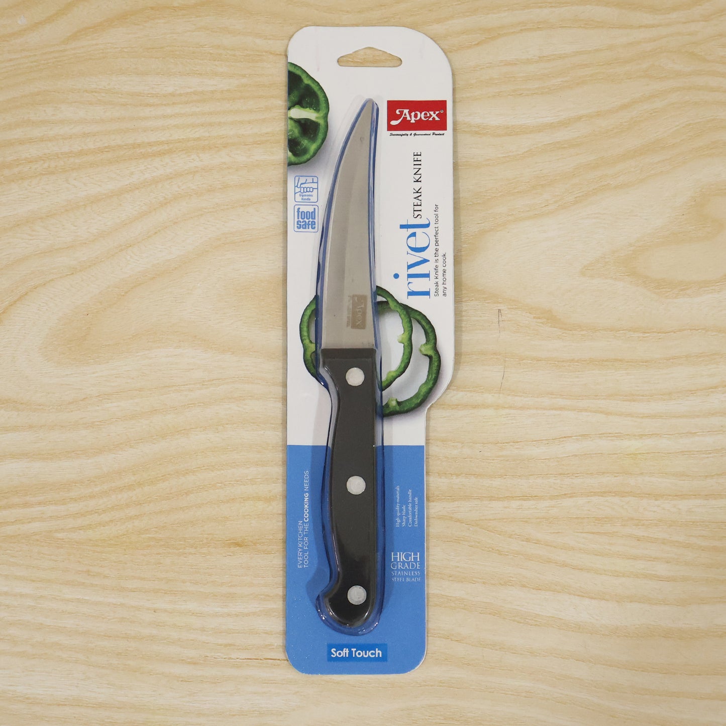 Apex Stainless Steel Steak Knife with Riveted Handle Curved Blade (1 Pc)